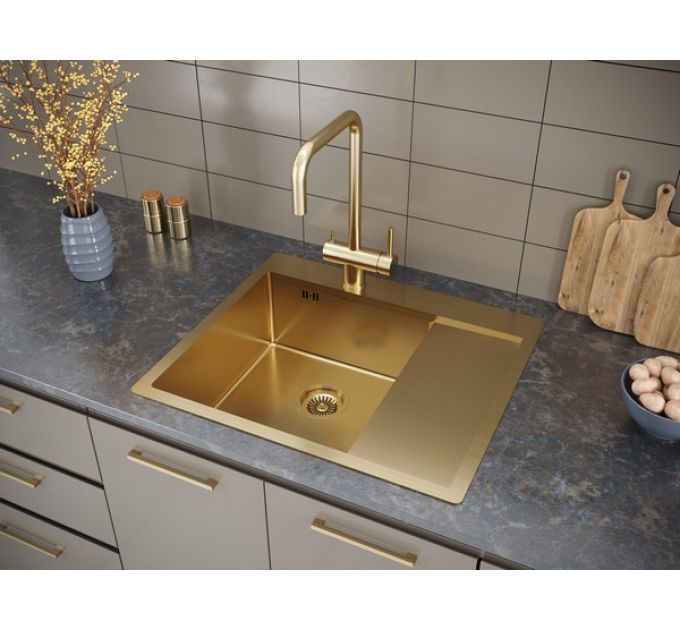 Мойка Paulmark Kroner 59F PM225951-BGL, брашированное золото