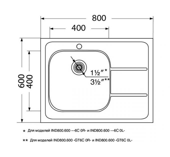 Мойка Ukinox Иннова IND800.600 -GT6C 0L-