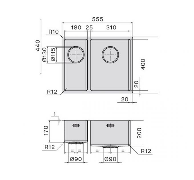 Мойка Falmec Como 18+31
