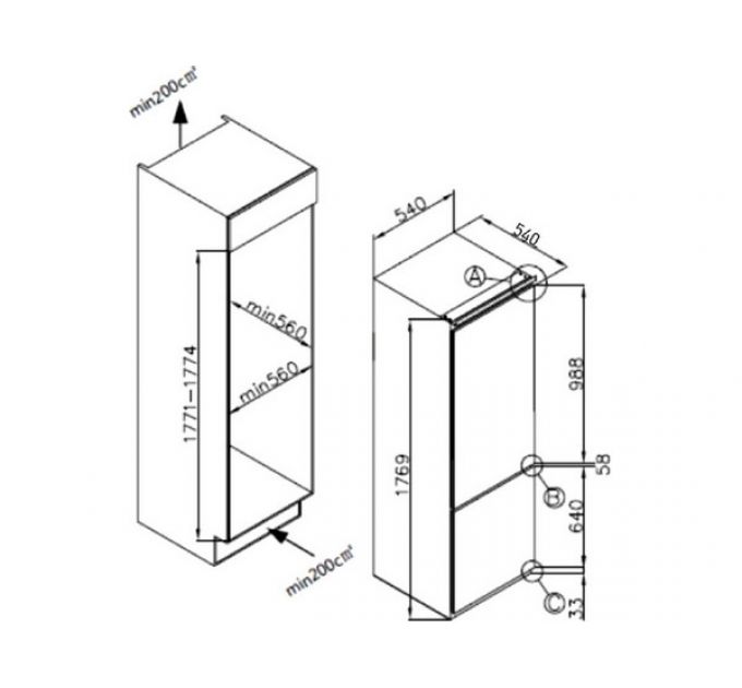 Холодильник MEFERI MBR177 LOW FROST LIGHT встраиваемый