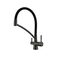 Смеситель Paulmark Siegen Si213111-GM, вороненая сталь, черный шланг