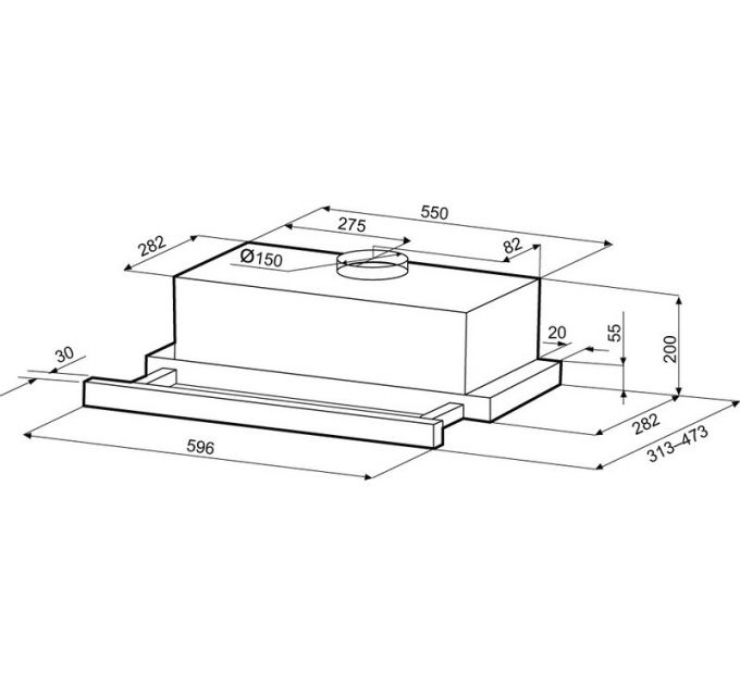 Вытяжка KRONA KAMILLA TK 600 black (1 мотор)