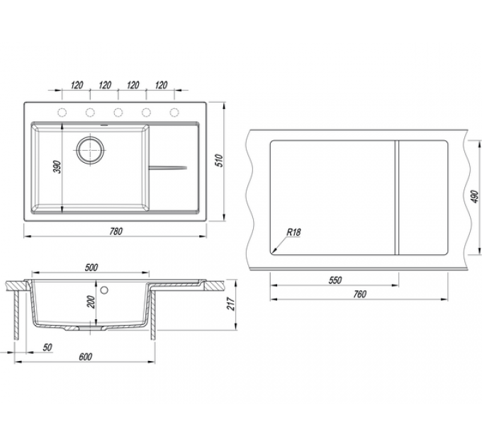 Мойка Florentina Россана 780 антрацит