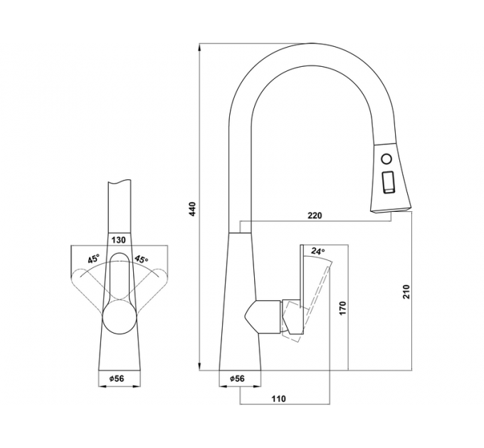 Смеситель Florentina Вита Про нержавеющая сталь