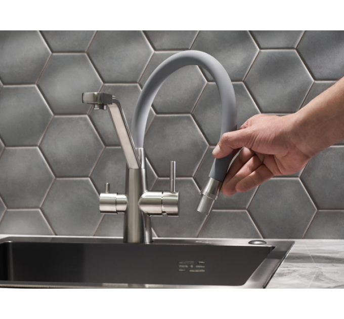 Смеситель Handmade SUS127GY-016F-015, серый/нержавеющая сталь