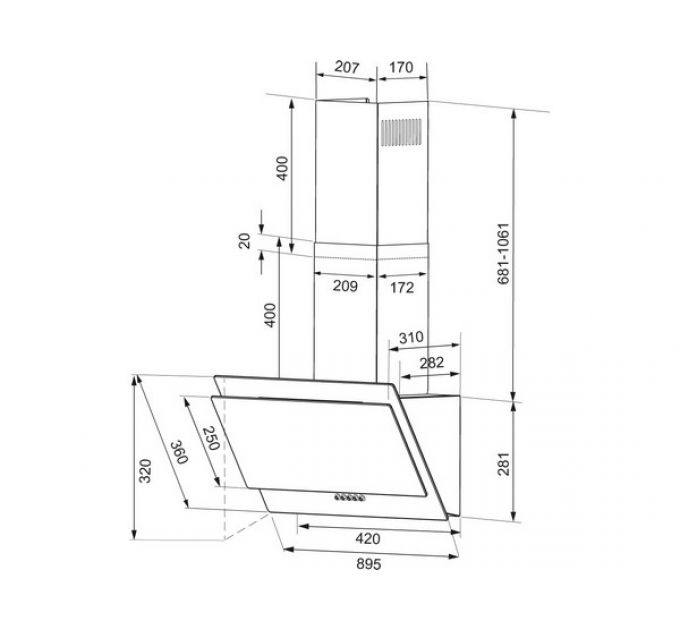 Вытяжка KRONA VENERA 900 black S