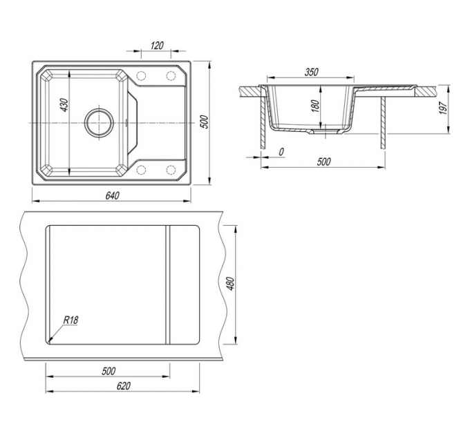 Мойка Dr.Gans КАРДИНАЛ 640 черный