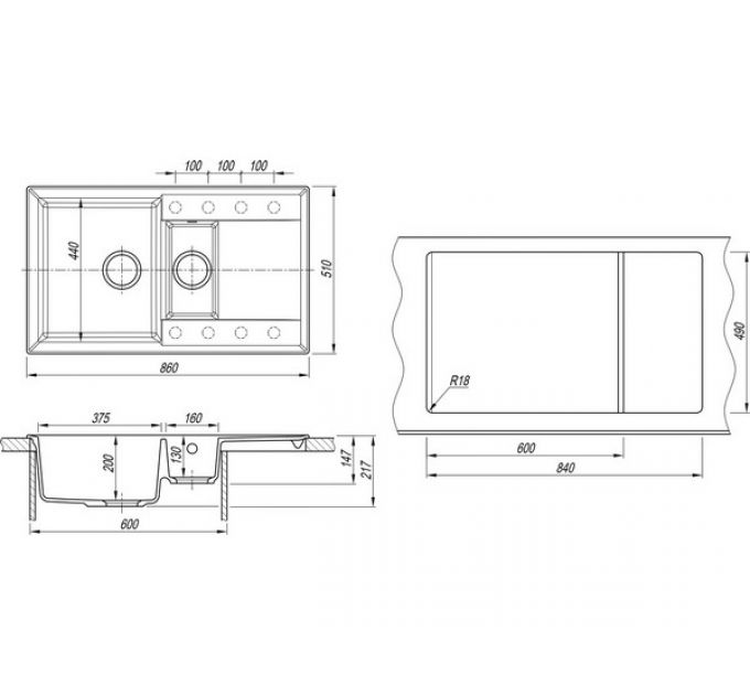Мойка Florentina Тоскана 860К грей
