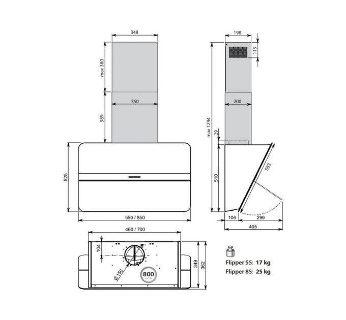 Вытяжка Falmec FLIPPER BLACK 55