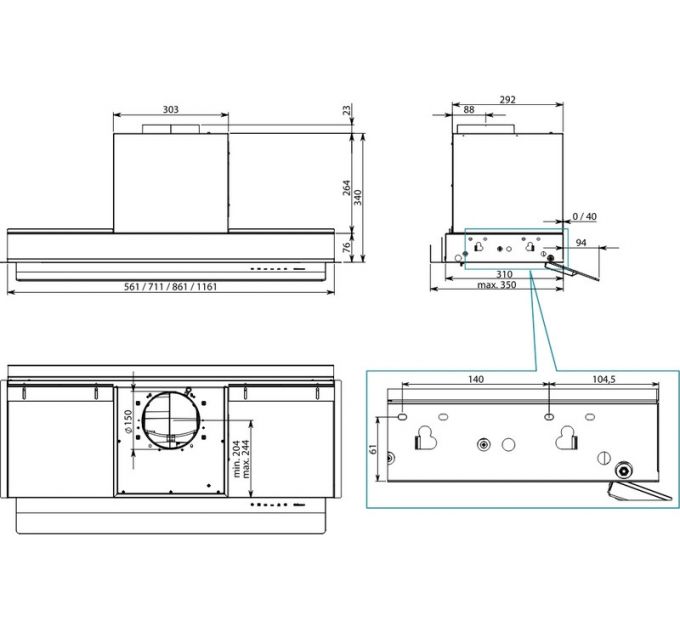 Вытяжка Falmec VIRGOLA NO-DROP TOUCH 60