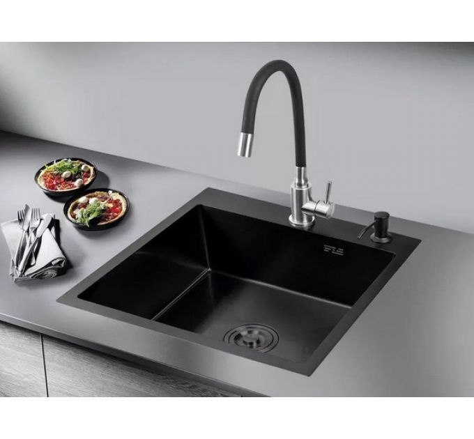 Мойка Handmade MR-5050BL, вороненая сталь (набор 3 в 1)