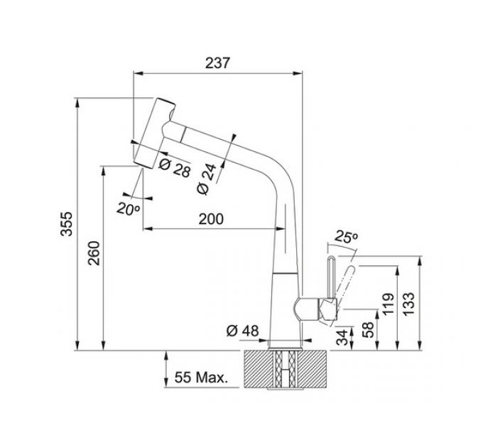 Смеситель Franke Icon с выдвижным шлангом, хром (115.0625.188)