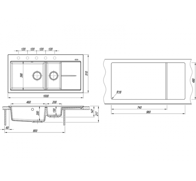 Мойка Florentina Россана черный