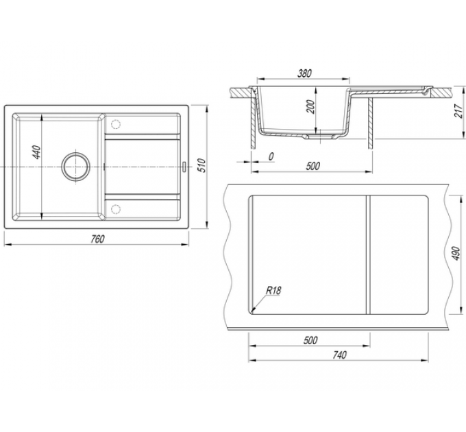 Мойка Florentina Липси 760 нуар