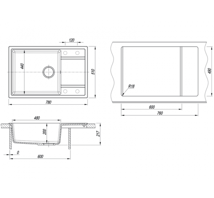Мойка Florentina Липси 780XL серый шелк
