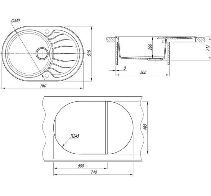 Мойка Dr.Gans БЕРТА 760 черный