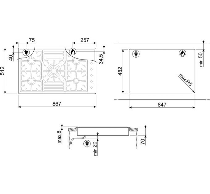 Варочная панель SMEG PGF95-4 газовая