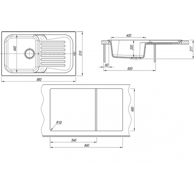 Мойка Florentina Арона 860 серый шелк