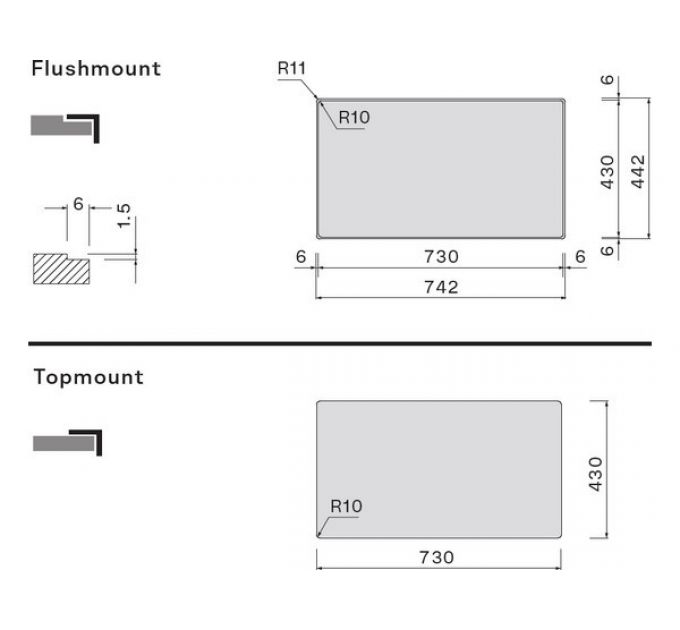 Мойка Falmec Como 70 (врезной монтаж)
