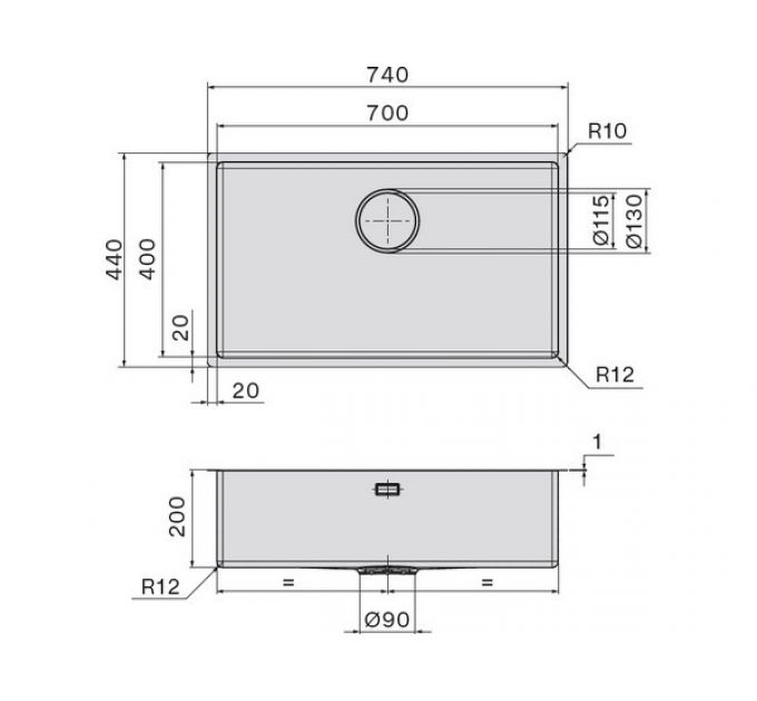 Мойка Falmec Como 70 (врезной монтаж)