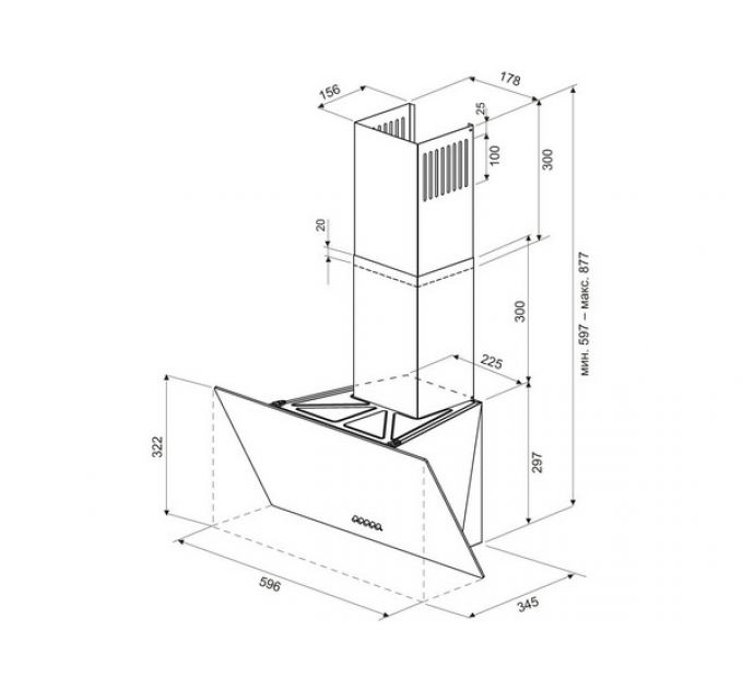 Вытяжка KRONA POLLY 600 black PB