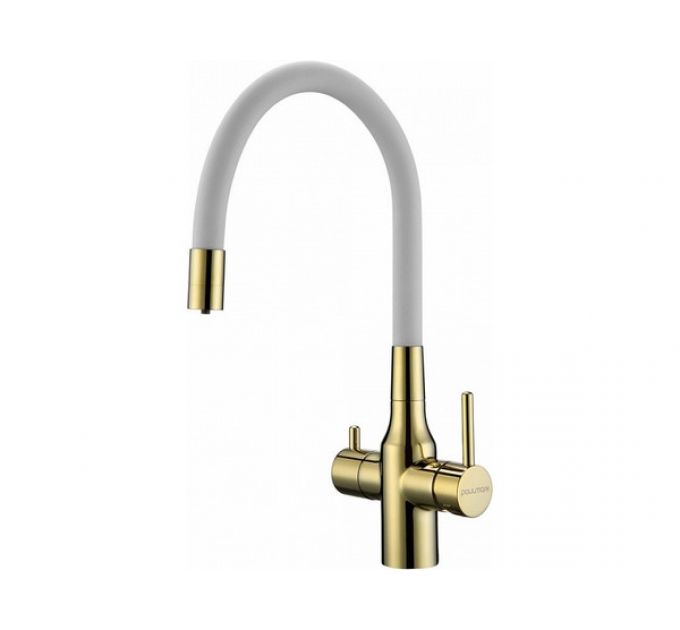 Смеситель Paulmark Salix Sa213419-GW, золото, белый шланг