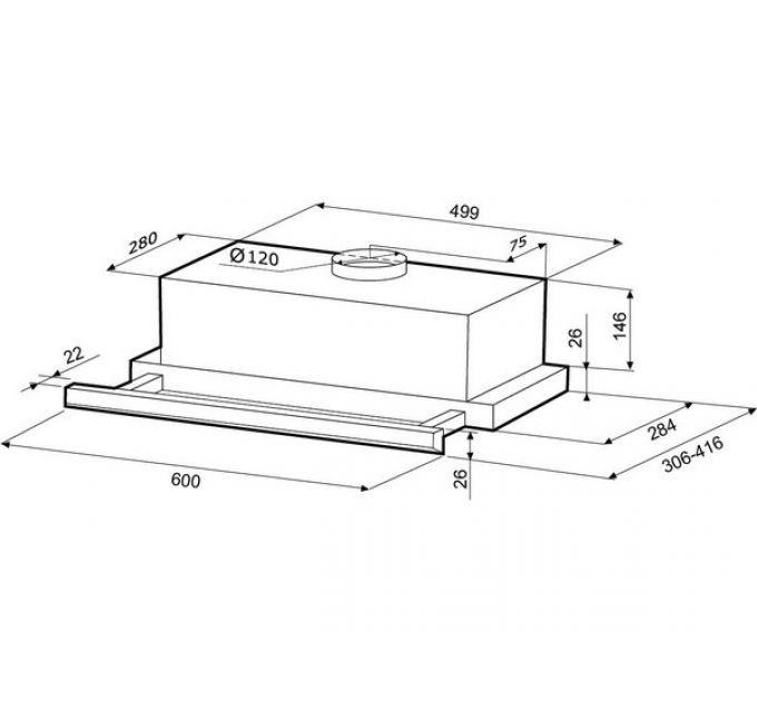 Вытяжка KRONA Kamilla slim 600 black/inox (2 мотора)