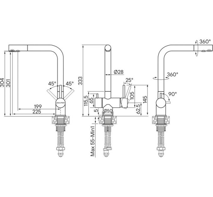 Смеситель Paulmark Skalen Sk213020-BLM (418), черный