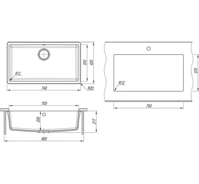 Мойка Florentina Вега 700 черный