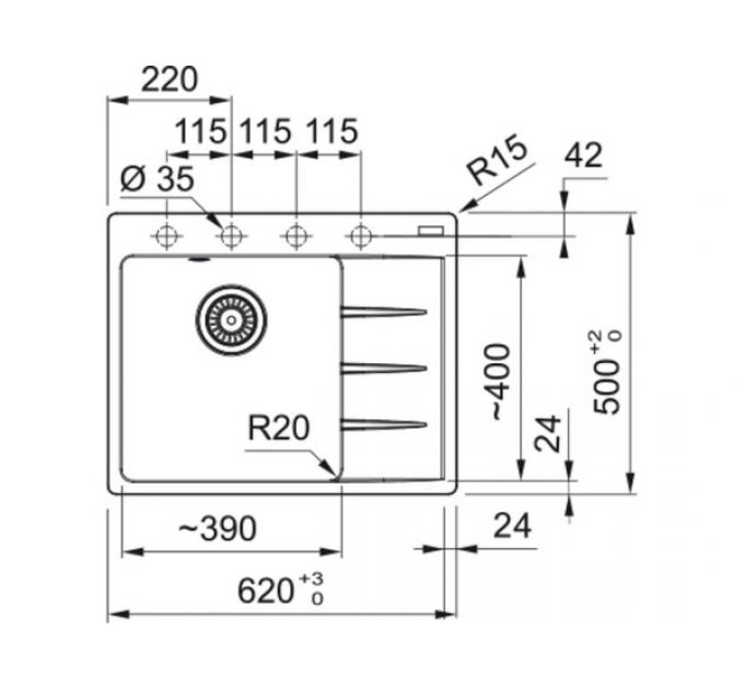 Мойка Franke CNG 611/211-62 TL, черный матовый, чаша слева (114.0639.712)