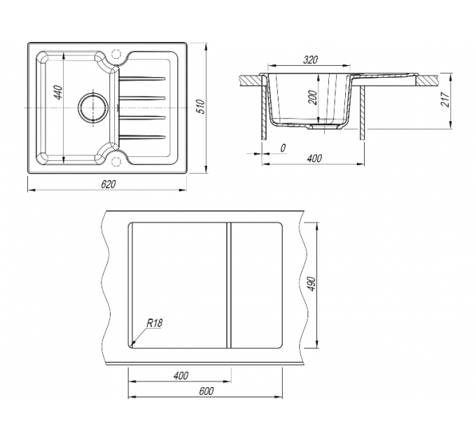 Мойка Dr.Gans ЛОРА 620 серый