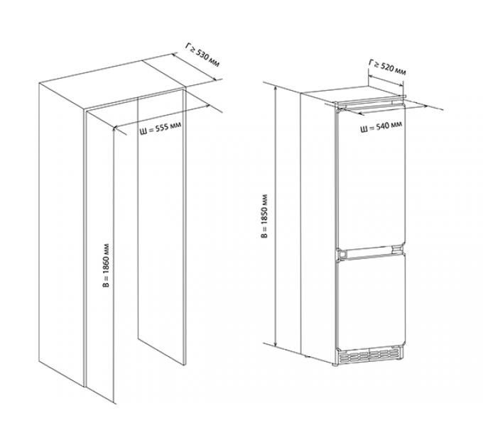 Холодильник HIBERG i-RFCB 400F NFW встраиваемый