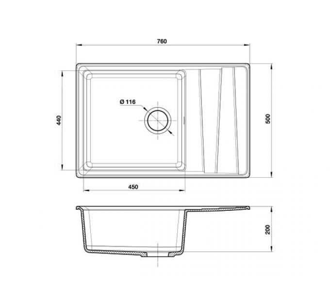 Мойка Granfest GF-LV-760L cерый
