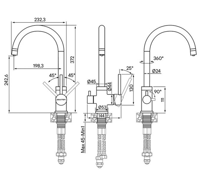 Смеситель Paulmark Essen Es213211-BLM (418), черный