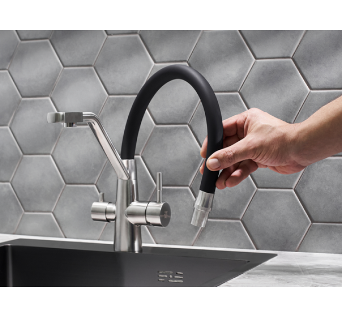 Смеситель Handmade SUS127BL-016F-015, черный/нержавеющая сталь