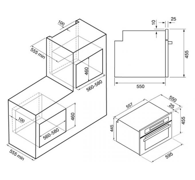 Духовой шкаф KRONA PARABEL 45H BL/BL компактный