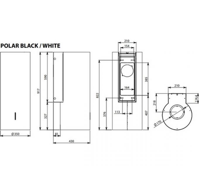 Вытяжка Falmec FALMEC POLAR EVO BLACK 35 350 мм