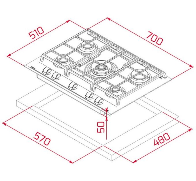 Варочная панель Teka GZC 75330 XBC WHITE MARBLE (112570176) газовая