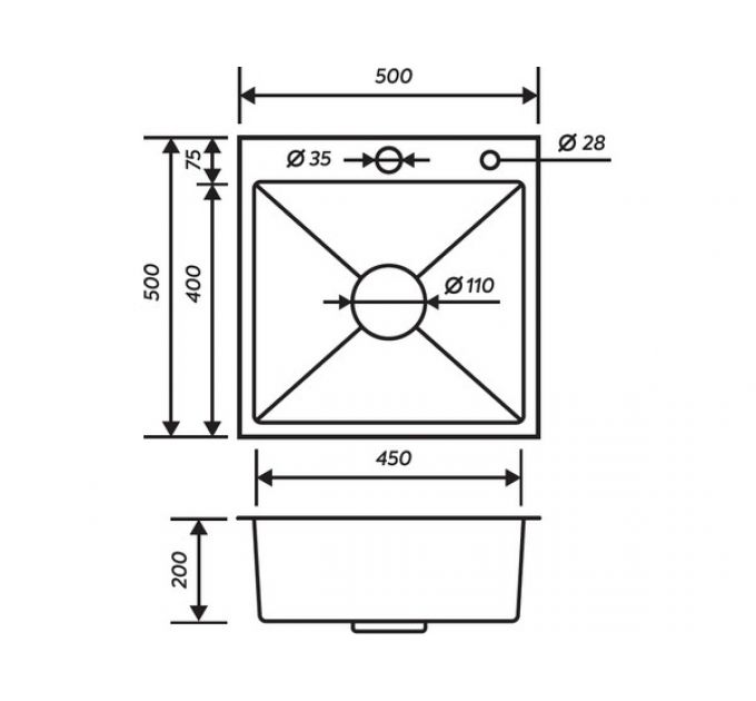 Мойка Handmade MR-5050, нержавеющая сталь (набор 3 в 1)