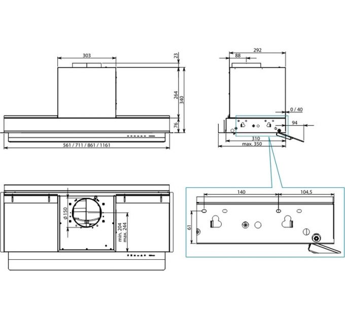 Вытяжка Falmec VIRGOLA NO-DROP TOUCH 90 BLACK