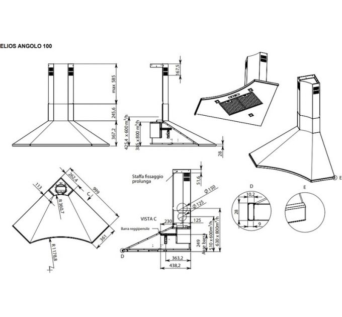 Вытяжка Falmec ELIOS ANG STEEL 90