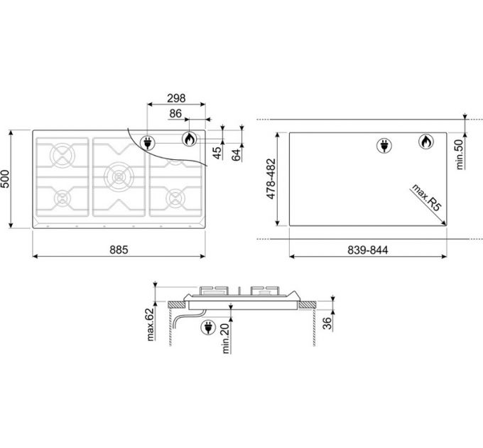 Варочная панель SMEG SRV896POGH газовая