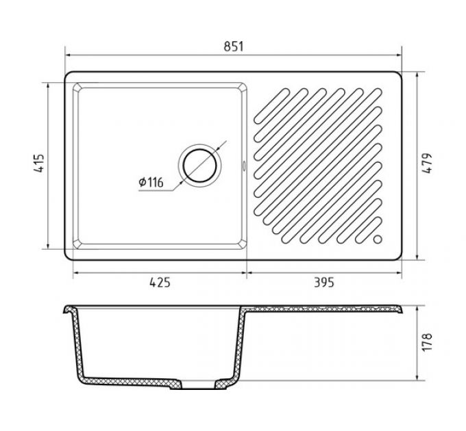 Мойка GRANFEST GF-ZL-53 темно-серый
