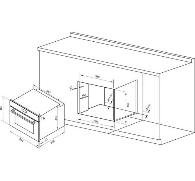 Духовой шкаф KRONA ONYX 45H BL/BL компактный