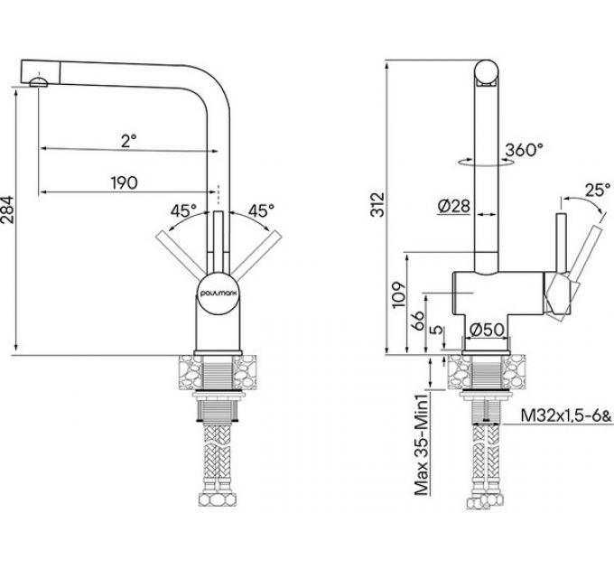 Смеситель Paulmark Spring Sp212067-BS (SS), брашированная сталь