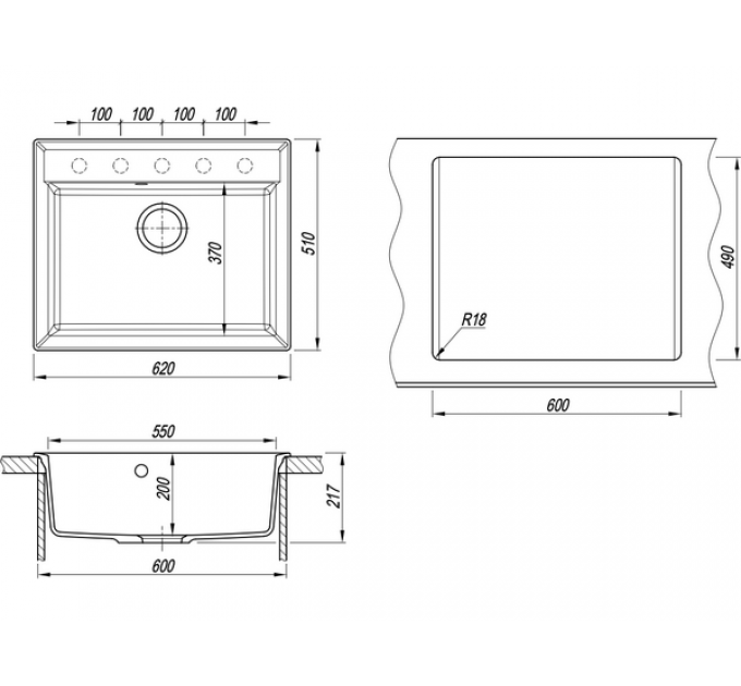 Мойка Florentina Тоскана 620 антрацит