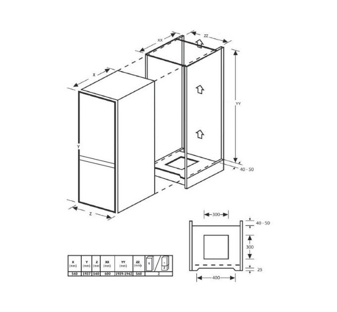 Холодильник MEFERI MBR193 COMBI NO FROST POWER встраиваемый
