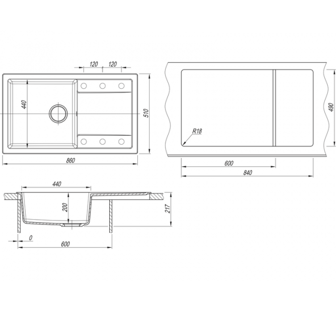 Мойка Dr.Gans ТЕХНО 860 белый