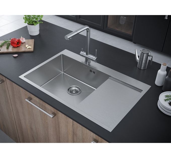 Мойка Paulmark Kroner 78F PM217851-BSL, брашированная нерж. сталь