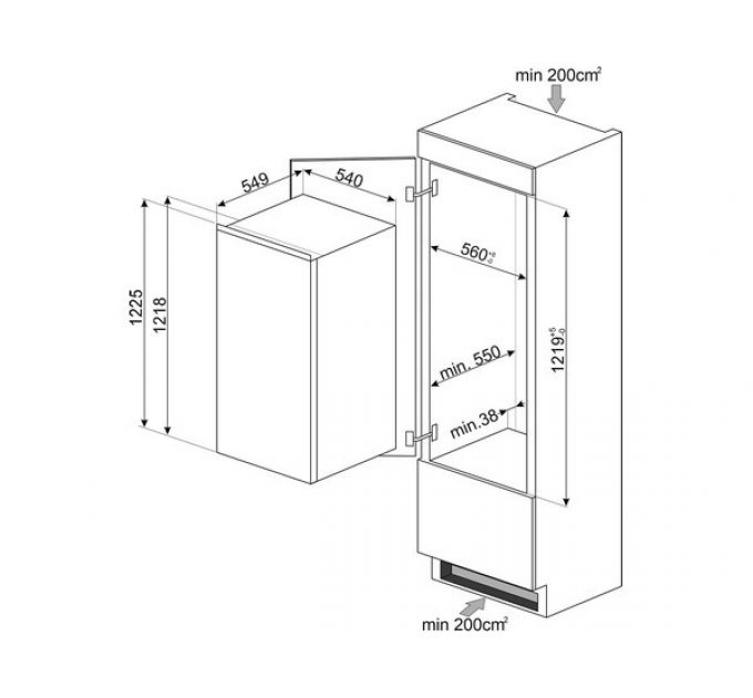 Холодильник Smeg S4C122E встраиваемый